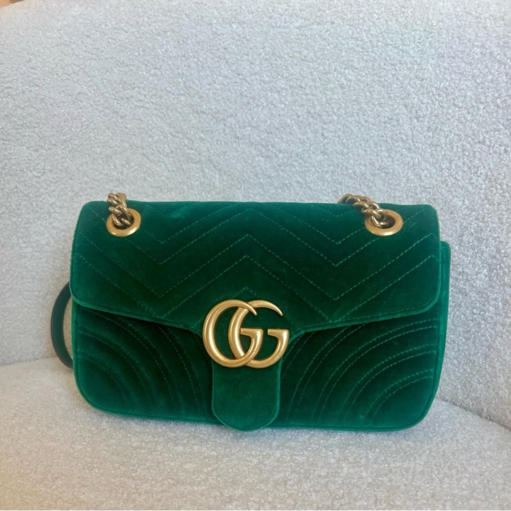 Gucci Velvet Green Marmont Bag